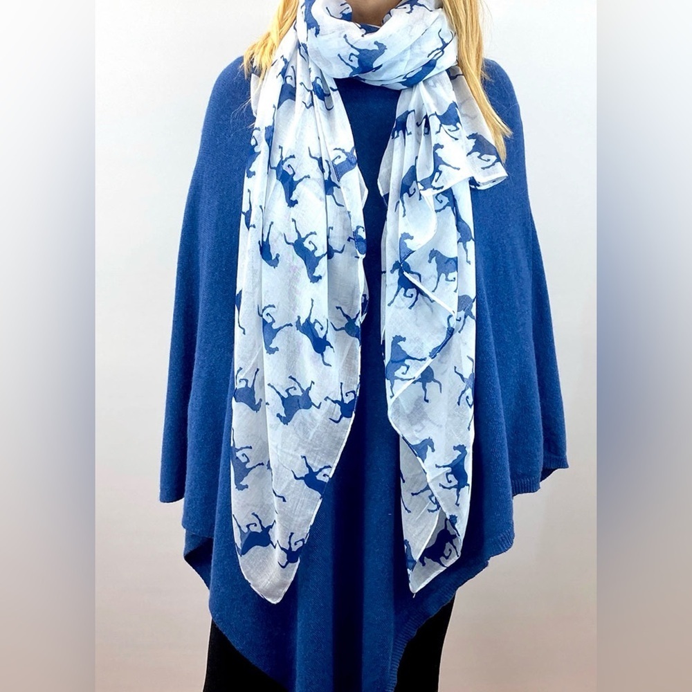 Icing Tryon International Equestrian Center Blue White Horse Scarf Cover Up